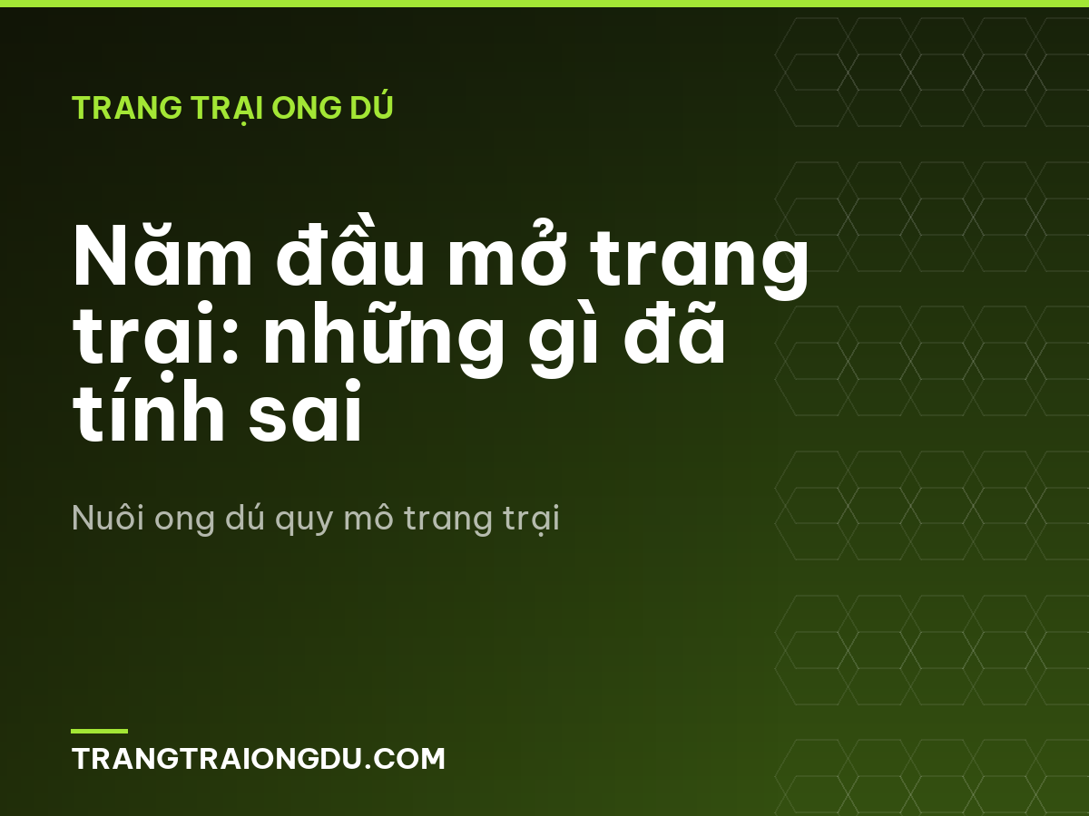Năm đầu mở trang trại: những gì đã tính sai